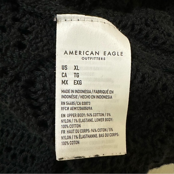 American Eagle black cinced front cropped crochet tube Top XL - Picture 10 of 12